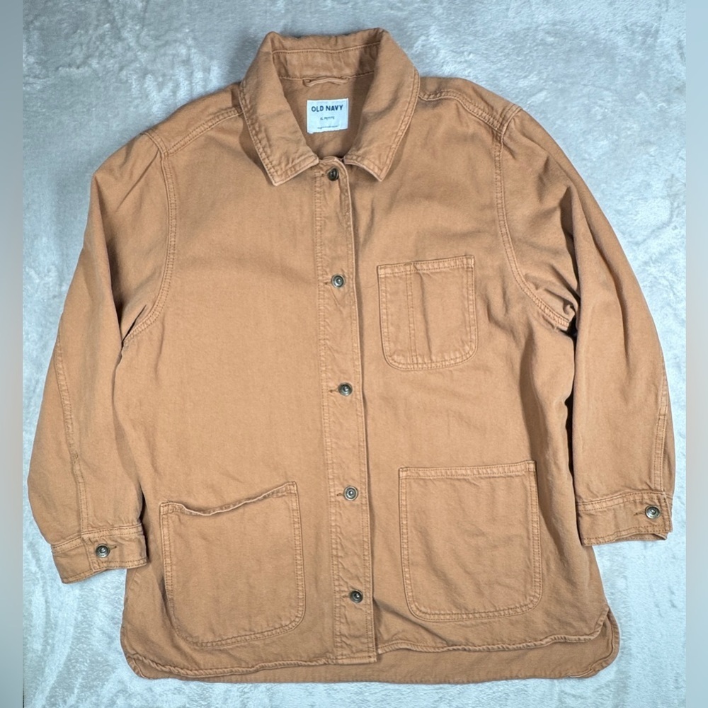 Old Navy Women’s 100% Cotton Button Utility Tan Chore Barn Coat Size XL Petite